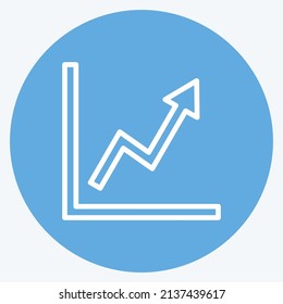 Rising Line Graph Icon in trendy blue eyes style isolated on soft blue background