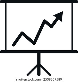 Gráfico de línea ascendente en soporte de trípode que indica crecimiento o éxito en negocios o finanzas