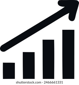 Gráfico de líneas ascendentes con un puntero hacia arriba que representa la tendencia creciente o el rendimiento