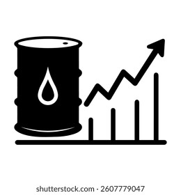 Rising Oil Prices barrel oil with a sharply increasing graph