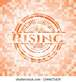 Rising orange mosaic emblem. Vector Illustration. Detailed.