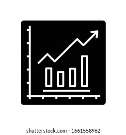 Icono negro potencial en ascenso, ilustración conceptual, símbolo plano vectorial, signo de glifo.