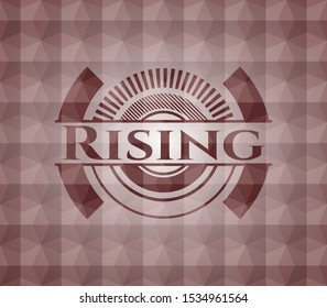 Rising red emblem with geometric background. Seamless.
