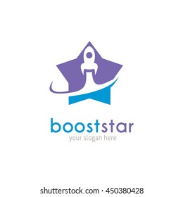 Rising Rocket Logo Design Template. Vector Illustration.