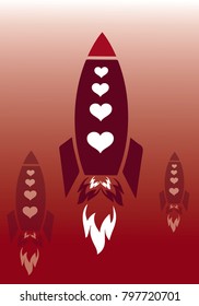 Rising rockets with hearts