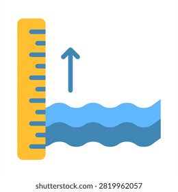Rising Sea Level Icon - Flat Color Icons For Environmental sustainability
