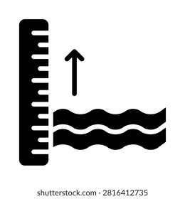 Rising Sea Level Icon - Solid Black Glyph Icons For Environmental sustainability