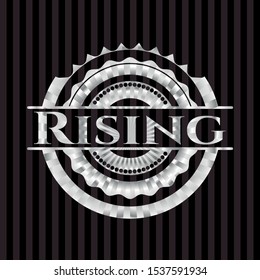 Rising silvery emblem or badge. Vector Illustration. Mosaic.