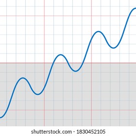 Rising sine curve with some small sinusoids falling and rising - symbolic for upward trend with temporary deceptively decreasing phases of a development.
