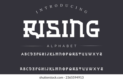 Rising Sport Modern Italic Alphabet Font. Typography urban style fonts for technology, digital, movie logo design. vector illustration