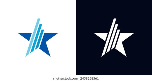 Rising star blue shape business vector logo icon