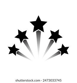 Rising star icon black with white background. Vector Illustration.