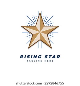 rising star logo template design.with sunburst background