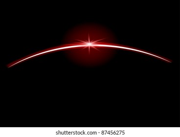 Rising Star over the planet. Vector space background