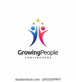 rising star people logo design, people rising star logo design.