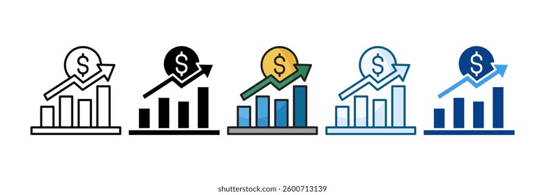 Rising Stock Icon Set Multiple Style Collection