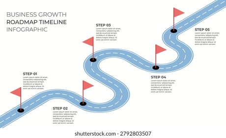 Rising style block staircase roadmap illustrates career progression, climbing financial success, and corporate scaling. Business Growth Roadmap Infographic Stepping Blocks Timeline