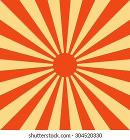 Rising sun background. Sun rays on orange background. wallpaper. Vector. Illustration.