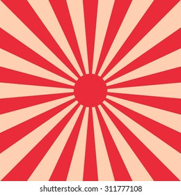 Rising sun background. Sun rays. Red rays on pink background. Vector. Background. Illustration. EPS10