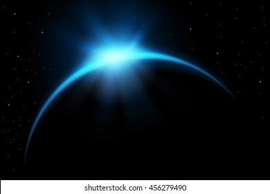 Rising sun behind the earth