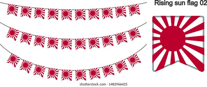 Rising Sun Bunting Flags Isolated on white Background. vector illustration.
