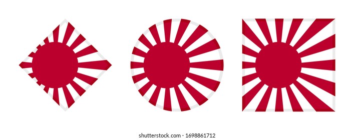aufgehende Sonnenflagge, Symbol auf weißem Hintergrund
