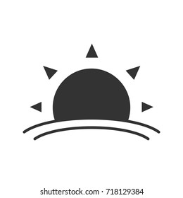 Rising sun glyph icon. Silhouette symbol. Dawn. Negative space. Vector isolated illustration