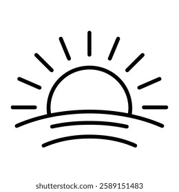 Rising Sun Icon Symbolizing Hope, New Beginnings, and Positive Energy