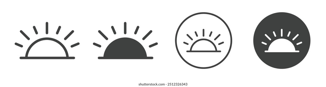 Rising sun icon Vector logo outline