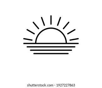 Rising sun linear icon
