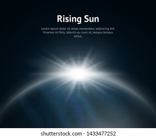 Rising Sun over Earth Background Card Can Be Used for Business or Wallpape. Vector illustration of Shine Light