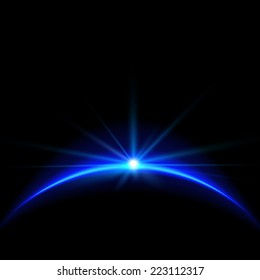 Rising Sun over the Earth Planet with Space for your Text. Vector Illustration