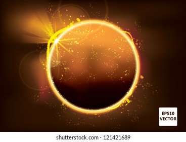 Rising Sun over the planet. Vector space background