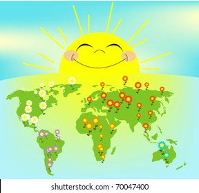 The rising sun over spring world
