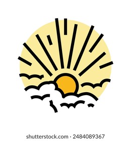Vector de color de progreso del sol naciente. símbolo de progreso del sol naciente. ilustración de símbolo aislado