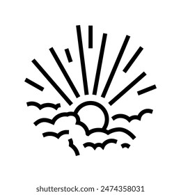 rising sun progress line icon vector. rising sun progress sign. isolated contour symbol black illustration