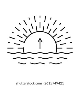 rising sun progress line icon vector. rising sun progress sign. isolated contour symbol black illustration