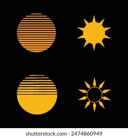 Sol naciente, conjunto de diferentes estilos de sol naciente, archivo eps 