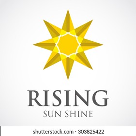 RIsing sun shine gold abstract vector logo design template beautiful business icon company corporate identity symbol concept