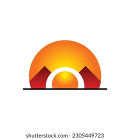 rising sun symbol logo vector illustration template design