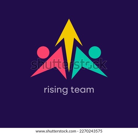 Rising team and arrow logo. Unique design color transitions. Team logo template advancing to the top. vector.