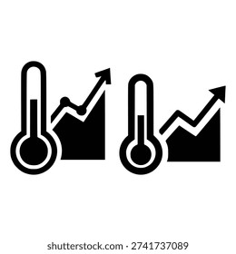 Rising temperature and global warming trend with growth graph and thermometer
