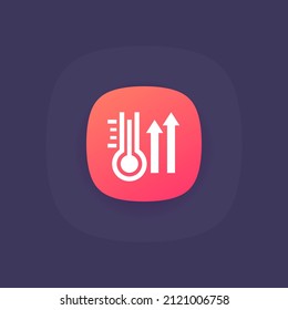 Icono de temperatura de elevación, signo de vector