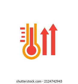 Rising temperature vector icon on white
