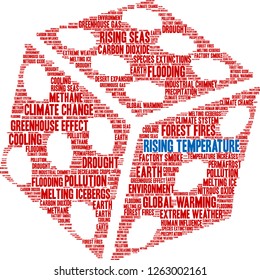Rising Temperature word cloud on a white background. 