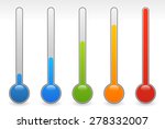 rising thermometer, thermograph set. vector elements. temperature, climate concepts.
