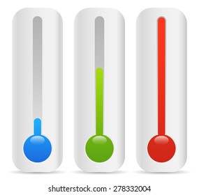 rising thermometer, thermograph set. vector elements. temperature, climate concepts.