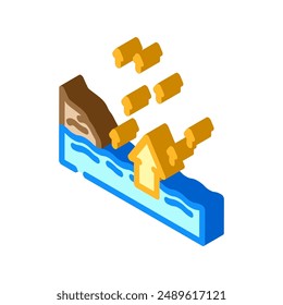 Vector isométrico de progreso de marea creciente. símbolo de progreso de marea creciente. ilustración de símbolo aislado