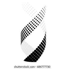 Rising two vector black spiral halftone dots bands icon logo background design.