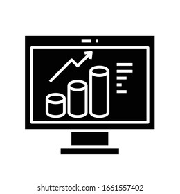 Rising value black icon, concept illustration, vector flat symbol, glyph sign.